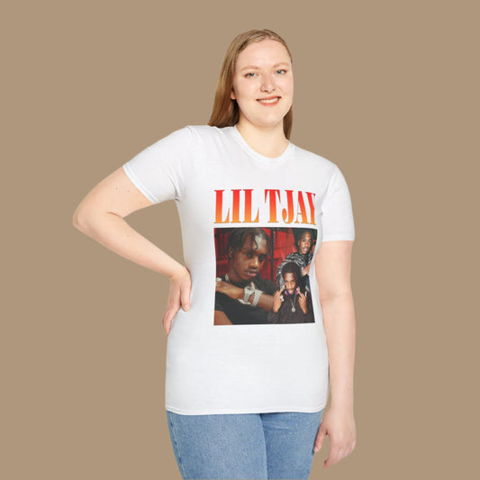 Lil Tjay Unisex Softstyle T-Shirt - Retro Graphic Tee for Music Fans - Rhythm & Drip