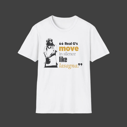 Lil Wayne Unisex Softstyle T-Shirt - 'Real G's Move in Silence Like Lasagna' Quote Tee - Rhythm & Drip