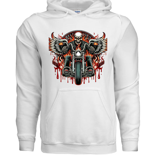 Biker- Skeleton Biker Hoodie WHITE Rhythm & Drip Hoodie Rhythm & Drip Apparel